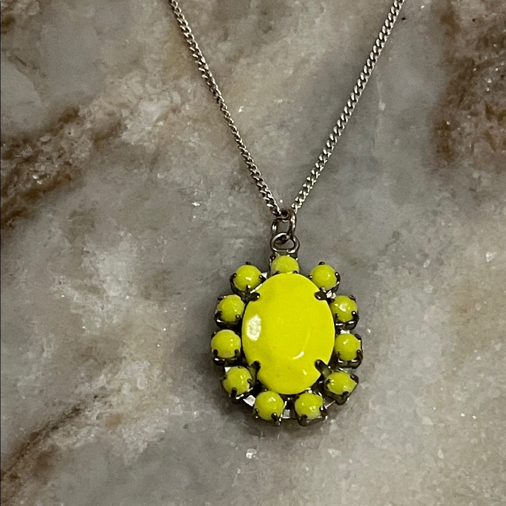 Fluorescent Rhinestone Cameo necklace